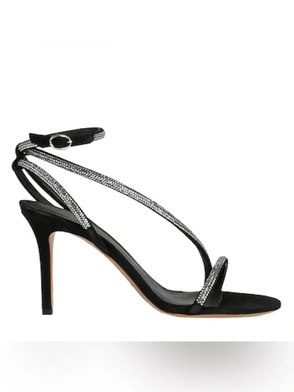 Isabel Marant Strassy Black Rhinestone Strap High Heel Sandals 40 made in Italy - Picture 5 of 16